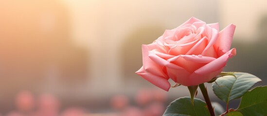 Obraz na płótnie Canvas Pink rose blooming under the sun
