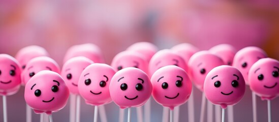 Pink lollipops with faces
