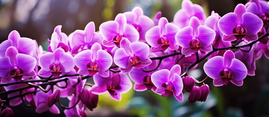 Purple orchids blooming in garden