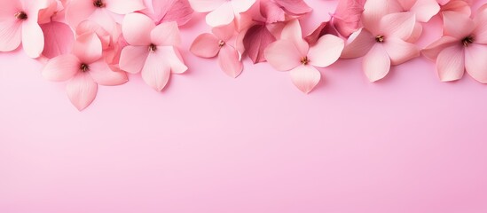 Fototapeta na wymiar Pink blossoms against soft pink backdrop