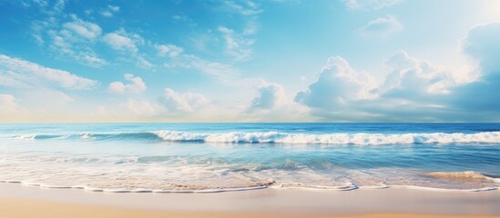 Coastal Scene with Waves on Sandy Beach