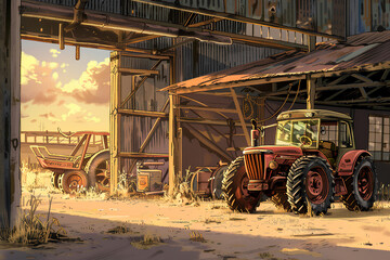 Fototapeta na wymiar 古い農機具倉庫の風景