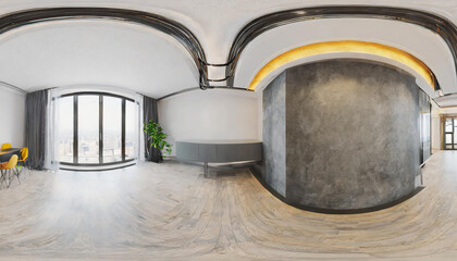 360 panorana of modern interior room 3D rendering