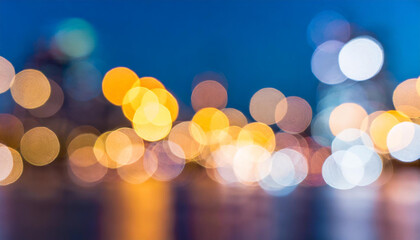 Fototapeta premium Abstract blur bokeh banner background. Light blue, purple,orange, pink bokeh colors background