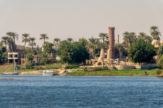 Djorff Palace hotel, traditional architecture of the West bank of the Nile river, in Luxor, Egypt
