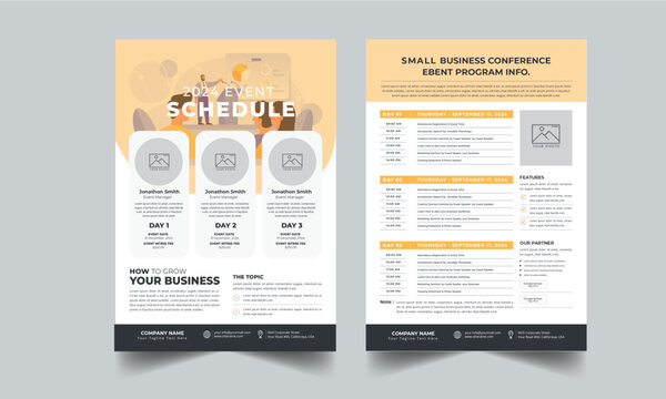 Event / Conference Schedule , Event Schedule layout design template with unique design style concept