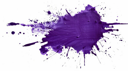 Violet purple paint splatter on a pure white background