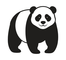 A silhouette panda black and white logo vector clip art