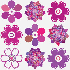 Vector hand drawn seamless white pattern with colorful pastel pink flowers