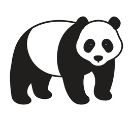 A silhouette panda black and white logo vector clip art
