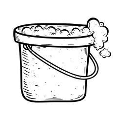 Sketch cartoon cleaning bucket