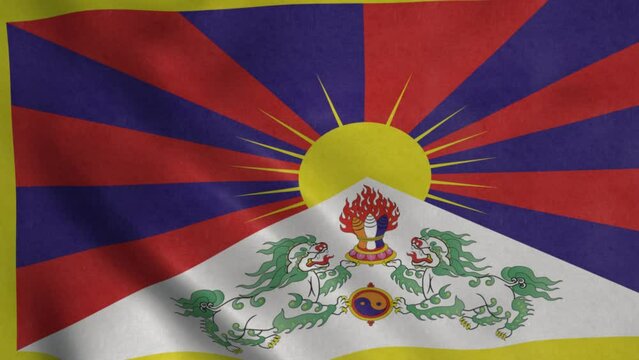 Tibet flag waving animation. Tibet waving flag in the wind. Flag of Tibet. Sign of Tibet