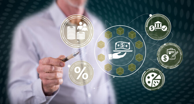 Man touching a personal loan concept