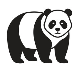 A silhouette panda black and white logo vector clip art