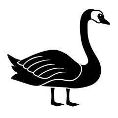 Black silhouette of a swan. vector art of a swan illustration isolated on a white background

