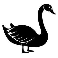 Black silhouette of a swan. vector art of a swan illustration isolated on a white background

