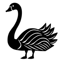 Black silhouette of a swan. vector art of a swan illustration isolated on a white background

