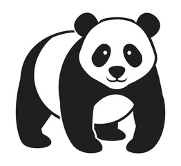 A silhouette panda black and white logo vector clip art