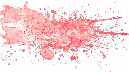 Coral pink paint splatter on a pure white background