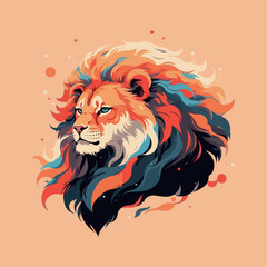 Colorful Lion Head Vector Illustration