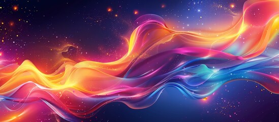 Vibrant abstract backdrop featuring fluid motion and stellar elements in a magical light art style - obrazy, fototapety, plakaty