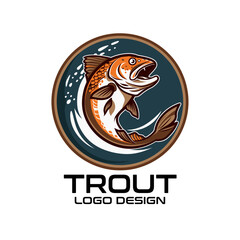 Trout Cartoon Vector Logo Design