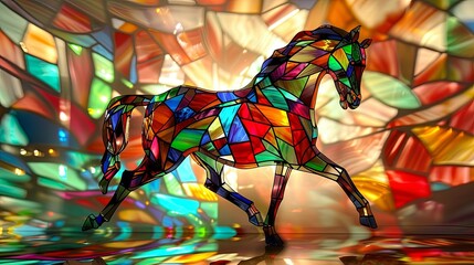  stained glass window horse