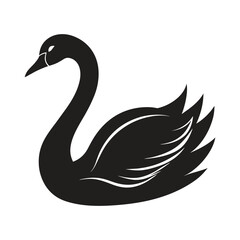 A silhouette swan black and white logo vector clip art