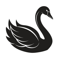 A silhouette swan black and white logo vector clip art