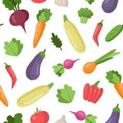 Seamless pattern with vegetables. Vector illustrations