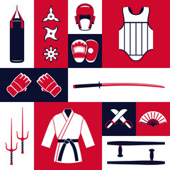 Mixed Martial Arts icons set - 782996135