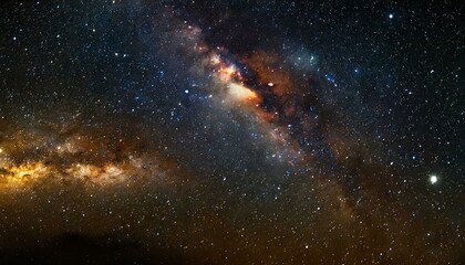 Obraz premium Astrophotography image of a starry night cosmos, featuring a mesmerizing universe spiral with galaxies, stars, and nebulae scattered across the sky, background