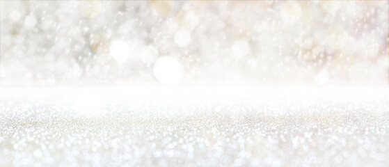 Shiny silver glitter as background. Banner design