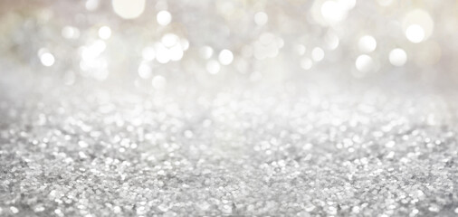 Shiny silver glitter as background. Banner design - obrazy, fototapety, plakaty