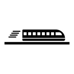 Moving bullet train silhouette icon. Vector.