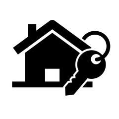 House and house key silhouette icon. Vector.