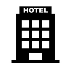 Hotel silhouette icon. Accommodation. Vector.