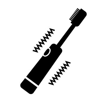 recommend clip art: Vibrating electric toothbrush silhouette icon. Tooth brushing. Vector.