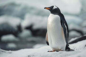 Naklejka premium charming birds in their natural habitat.World Penguin Day