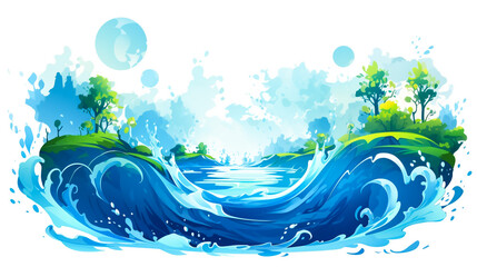 Fototapeta na wymiar illustration of globe inside water drop on abstract background 