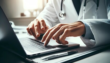 Doctor working with laptop concept of healthcare professionals in medical career 
