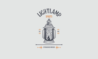 Vintage Lantern Logo for Light Lamp Spirits - Monochromatic Design