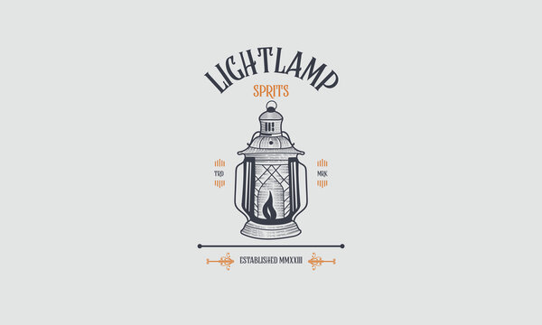 Vintage Lantern Logo for Light Lamp Spirits - Monochromatic Design