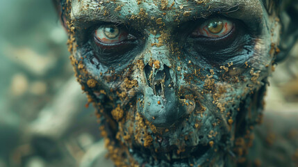 close up of a zombie face