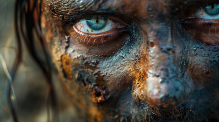 close up of a zombie face