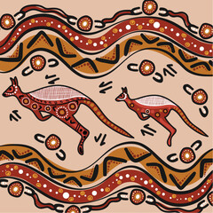 Illustration of kangaroo painting from aboriginal culture