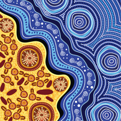 Dot bright painting in aboriginal style - Vector Illustration - obrazy, fototapety, plakaty
