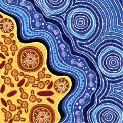 Stoff pro Meter Dot bright painting in aboriginal style - Vector Illustration © rashmisingh
