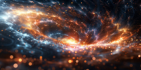 Vortex space background poster. Spiral galaxy creative wallpaper. Abstract concept banner. Digital...