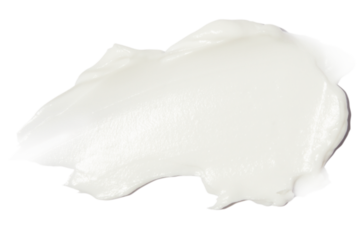 A smear of cream on a blank background.